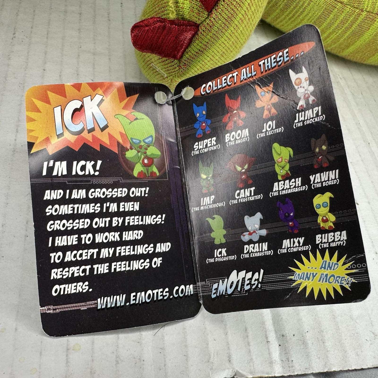 Emotes Collectible Emotional Therapy Toys Ick Plush New With Tags Rare Green Red