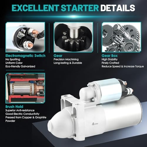 6757 Starter Motor Fit for Chevy-Silverado 1500 2500HD, Tahoe, for GMC-Sierra