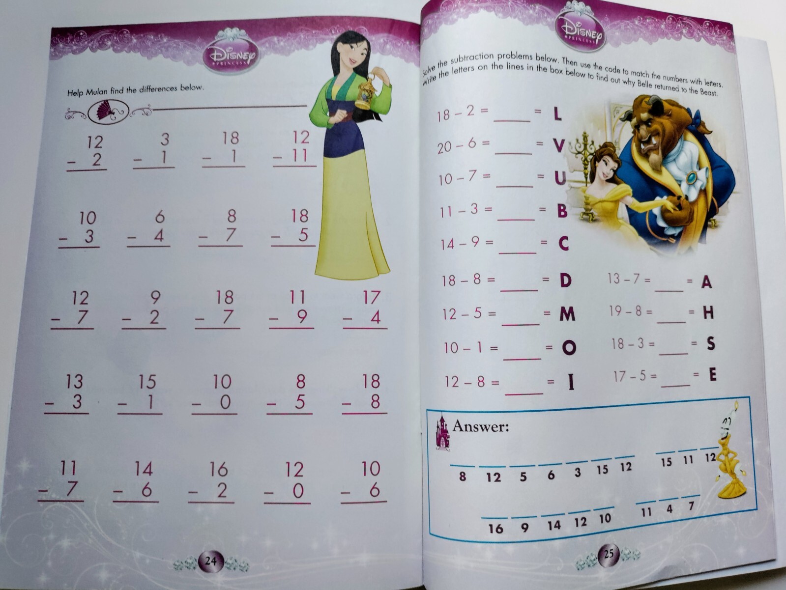 Disney Princess Math, Coloring Pages, Crayons & Minnie Colors, Shapes: Set of 4