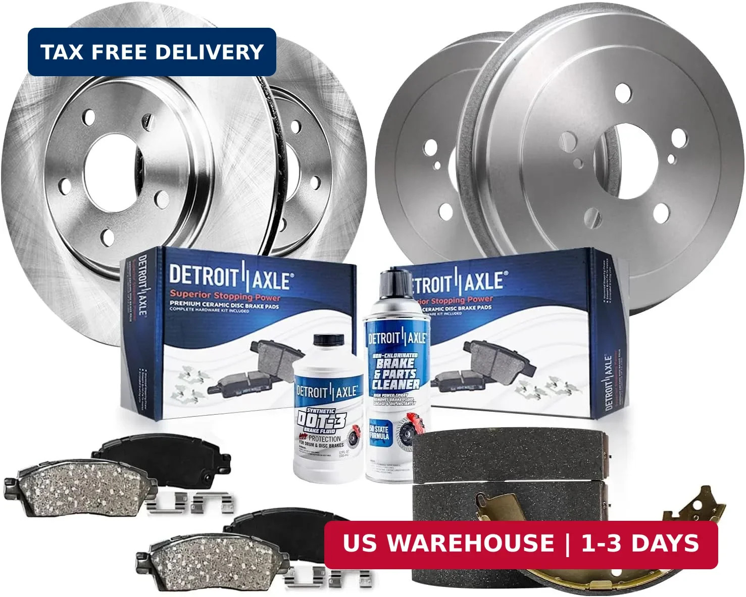 Detroit Axle – 10pc Brake Kit for 2003-2008 Toyota Corolla Front Disc Rotors Cer