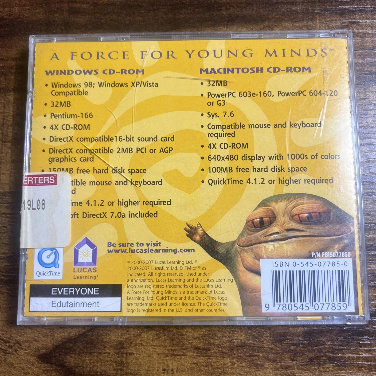 Star Wars Math Jabbas Game Galaxy PC CD ROM Computer Game Windows 98 XP Vintage