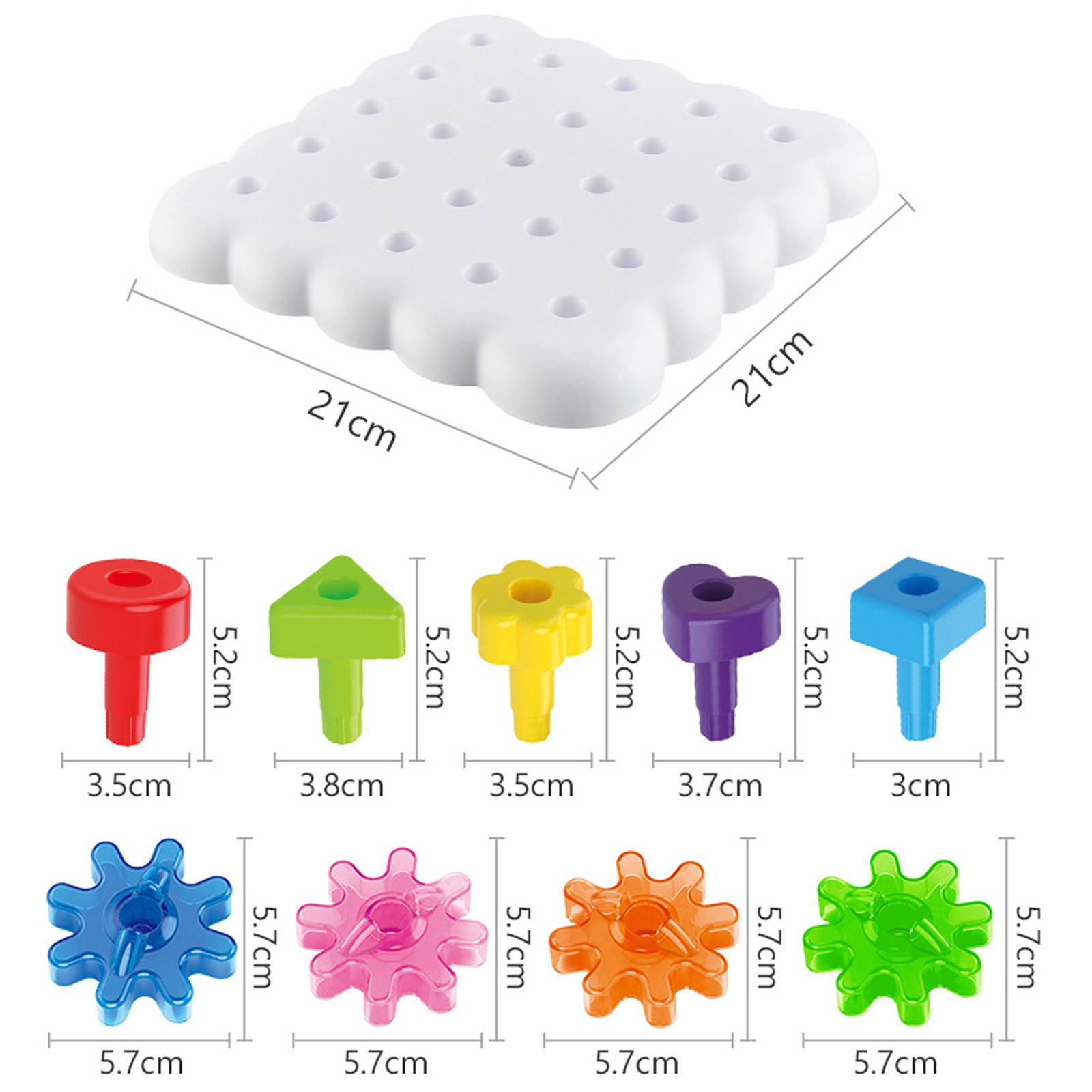 43PC Gear & Peg Board Game Set DIY Construction Stacking Lacing Toys for Age 3+