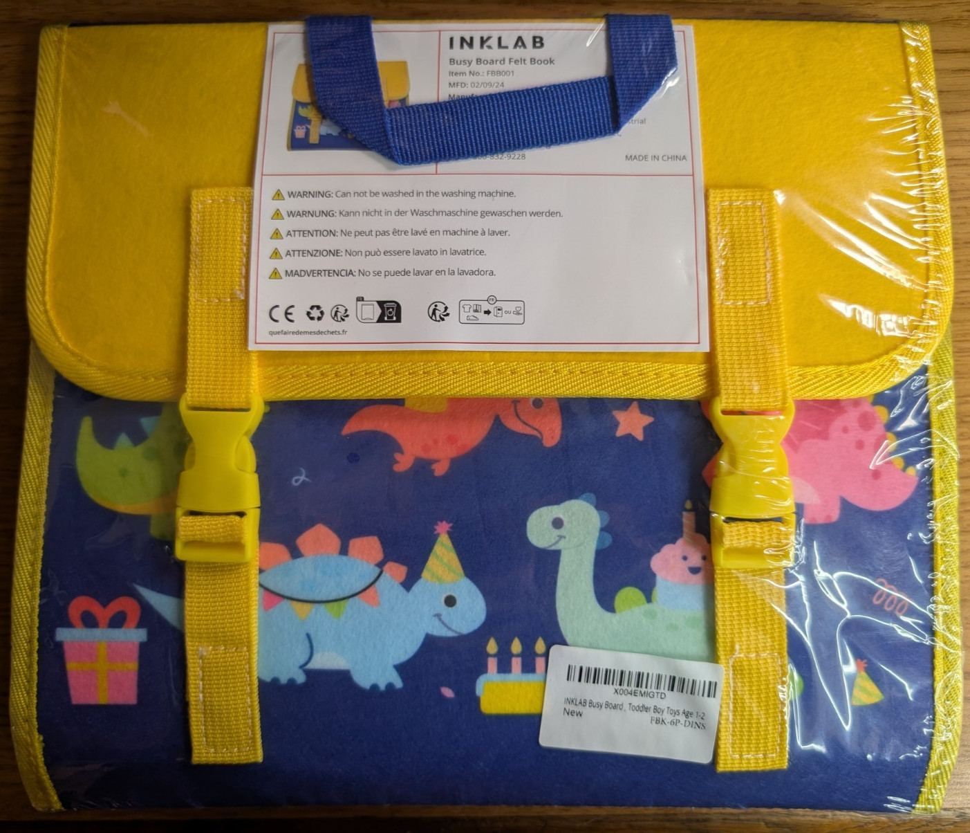 Inklab Backpack Busy Board Board Felt Book Dinosaur Toddler Age 1 – 2 New