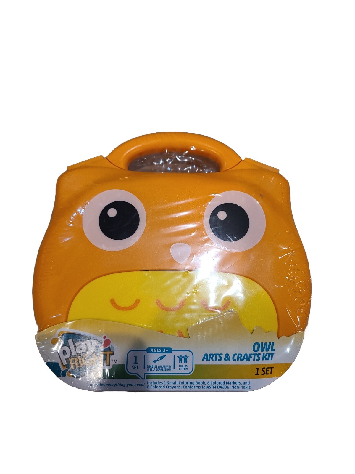 Cute! OWL ARTS & CRAFTS KIT 3+ Crayons, Markers & Activity Book Travel Case