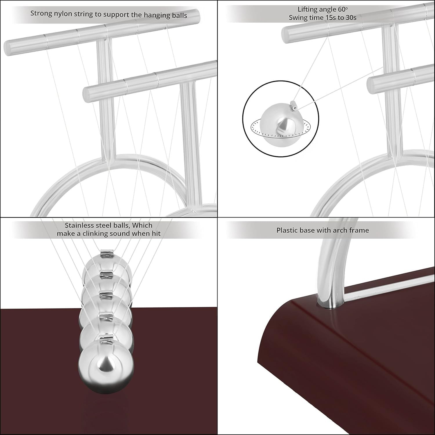 Newton Cradle Pendulum-Metal Perpetual Motion Toy & Swing Balance Collision Ball
