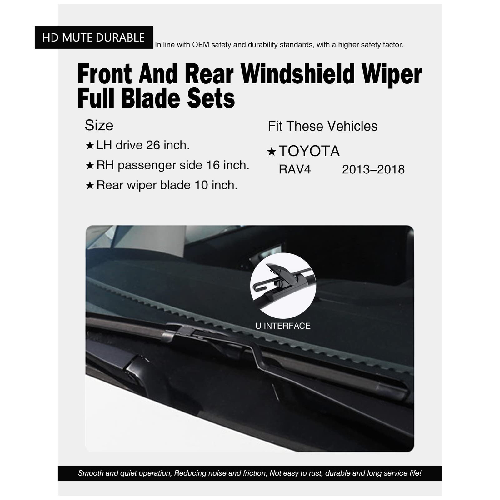 Replacement for Toyota RAV4 2013-2018 Silent Wipers -FAPIUO Front and Rear Wi…
