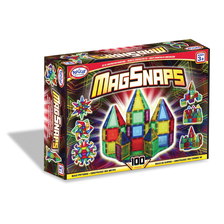 New – Popular Playthings MagSnaps 100 Piece Set – Ages 3+ | 1+ players