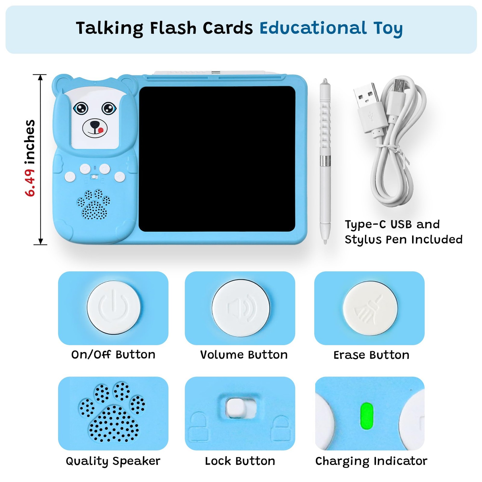 , Talking Flash Cards for Kids 2-in-1 LCD Writing Tablet with 510 Sight Words…