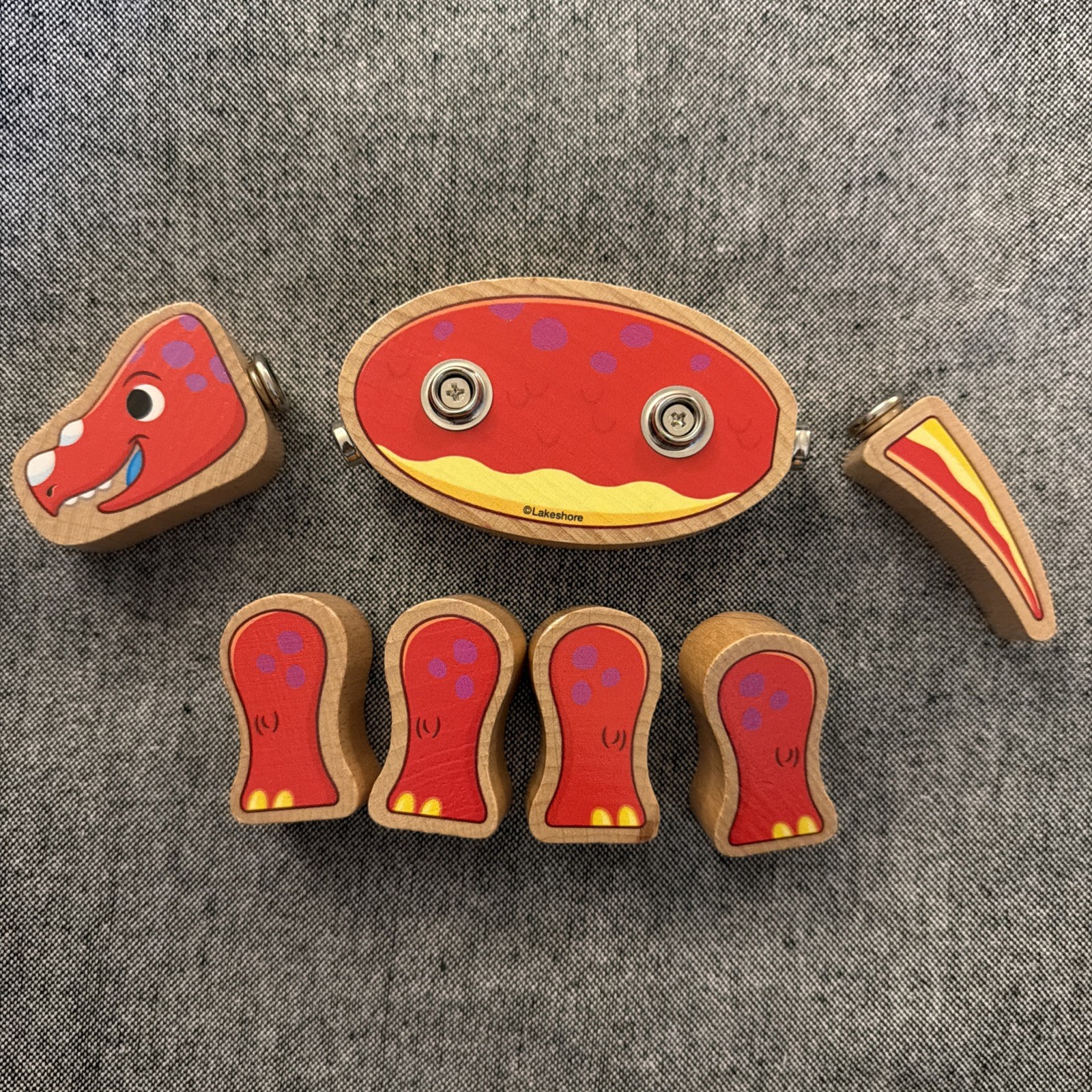 Snap Dinosaur Wooden Toy Set- Mix & Match 37 Pieces — NOT COMPLETE