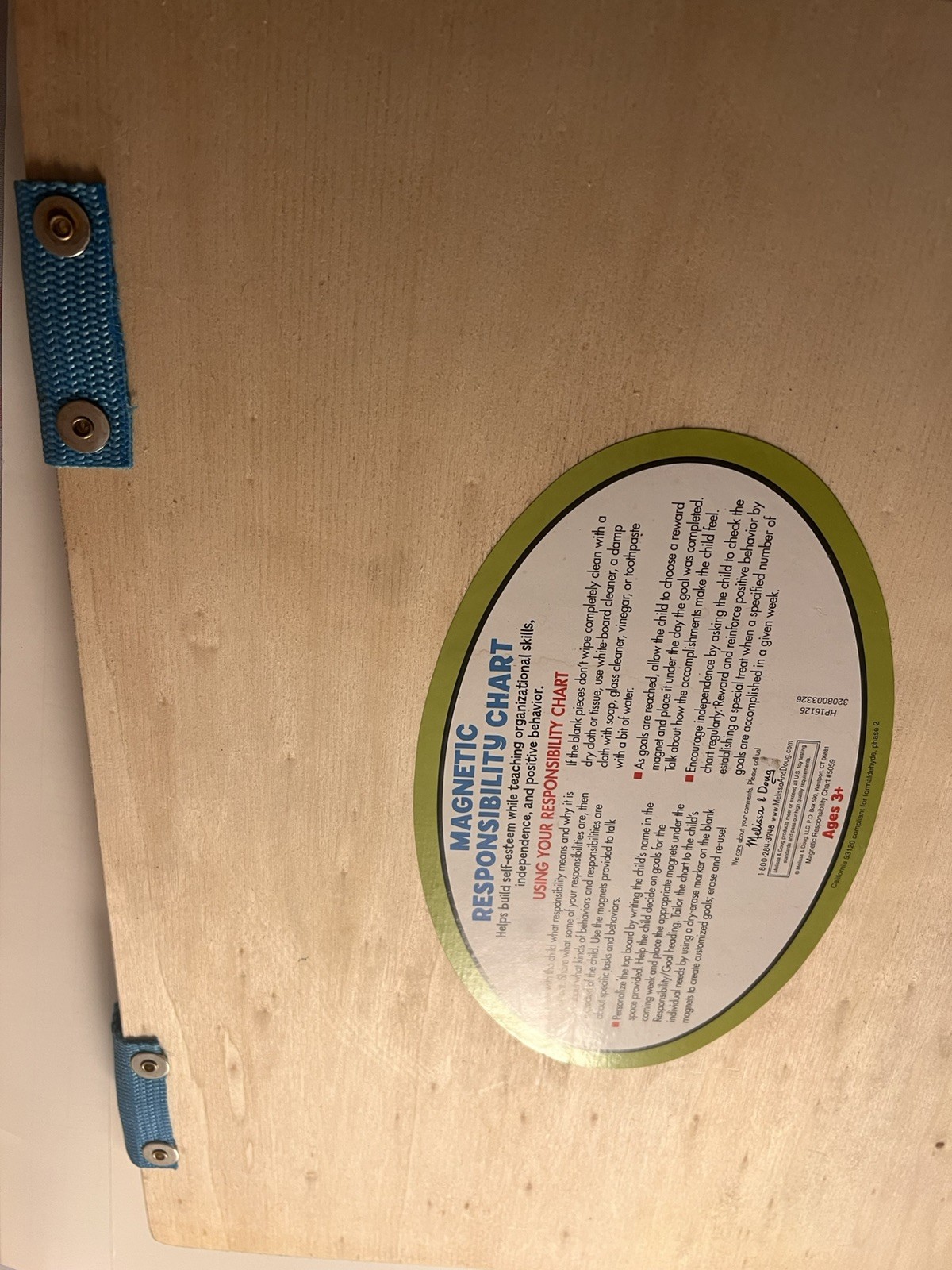 Melissa & Doug Responsibility hang magnet Chart Wood Board Learn aid -Preowned