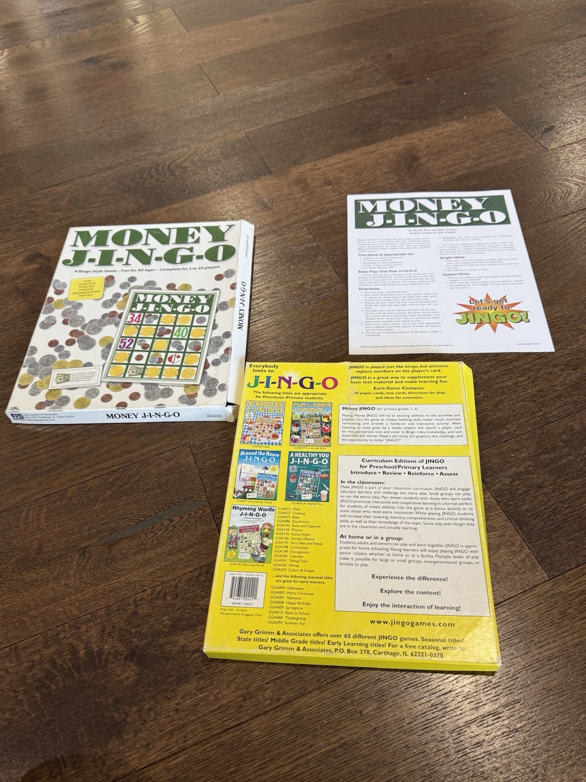 Money J-I-N-G-O Educational Money Game By Gary Grimm & Associates 2007