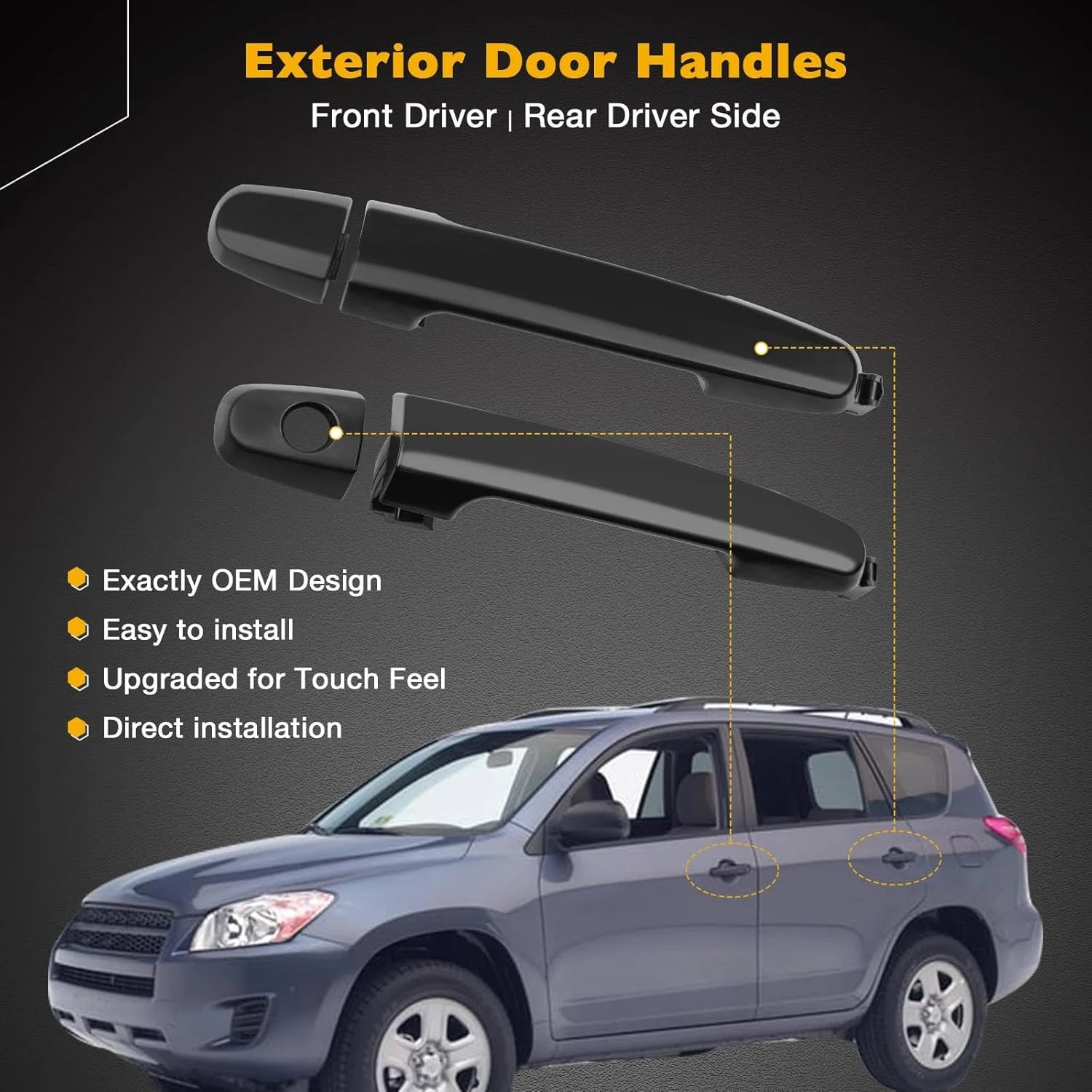 Exterior Door Handle 4Pcs Front Rear Driver & Passenger Side, Compatible with To
