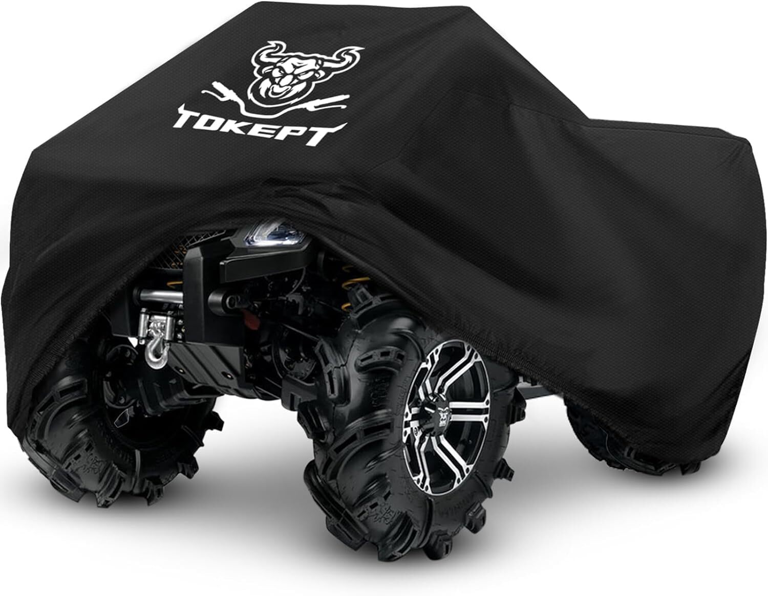 ATV Cover, Heavy Duty Black Waterproof Oxford Fabric Protective 4 Wheeler Quad