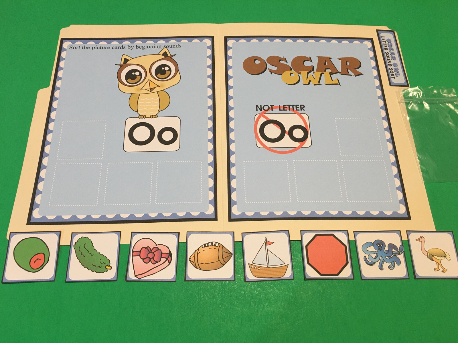 Oscar Owl – Letter Oo – DIY File Folder game – Printed / Uncut