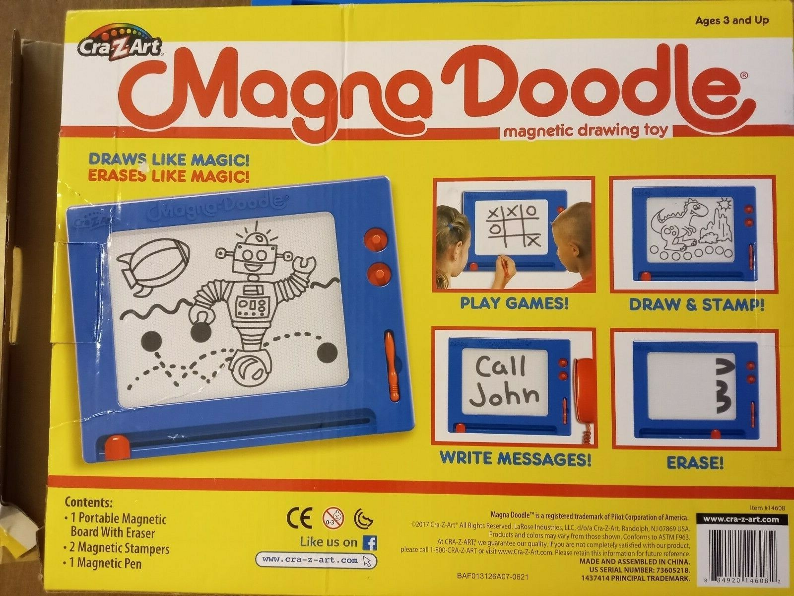 Cra-Z-Art 14608 Retro Magna Doodle Drawing Pen Stamps Toy Box 2017 Complete Used