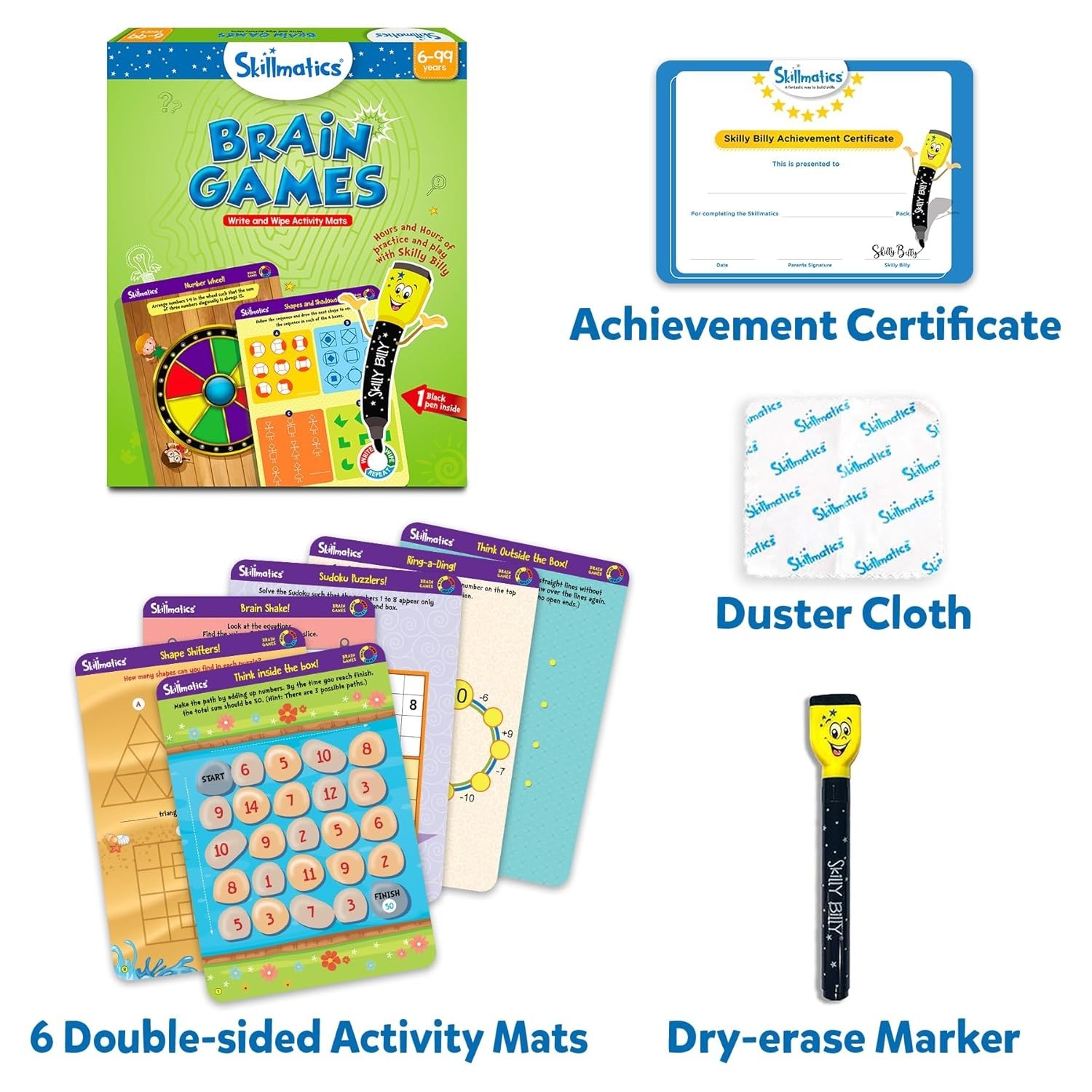 Skillmatics Brain Games Activity Mats Logic and Problem Solving Game 6 – 99 Yrs