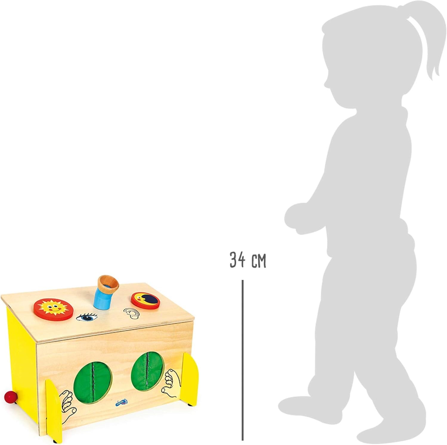 Legler foot 6989 wooden sensory play box, hearing and sight, from 3 years on,Bla