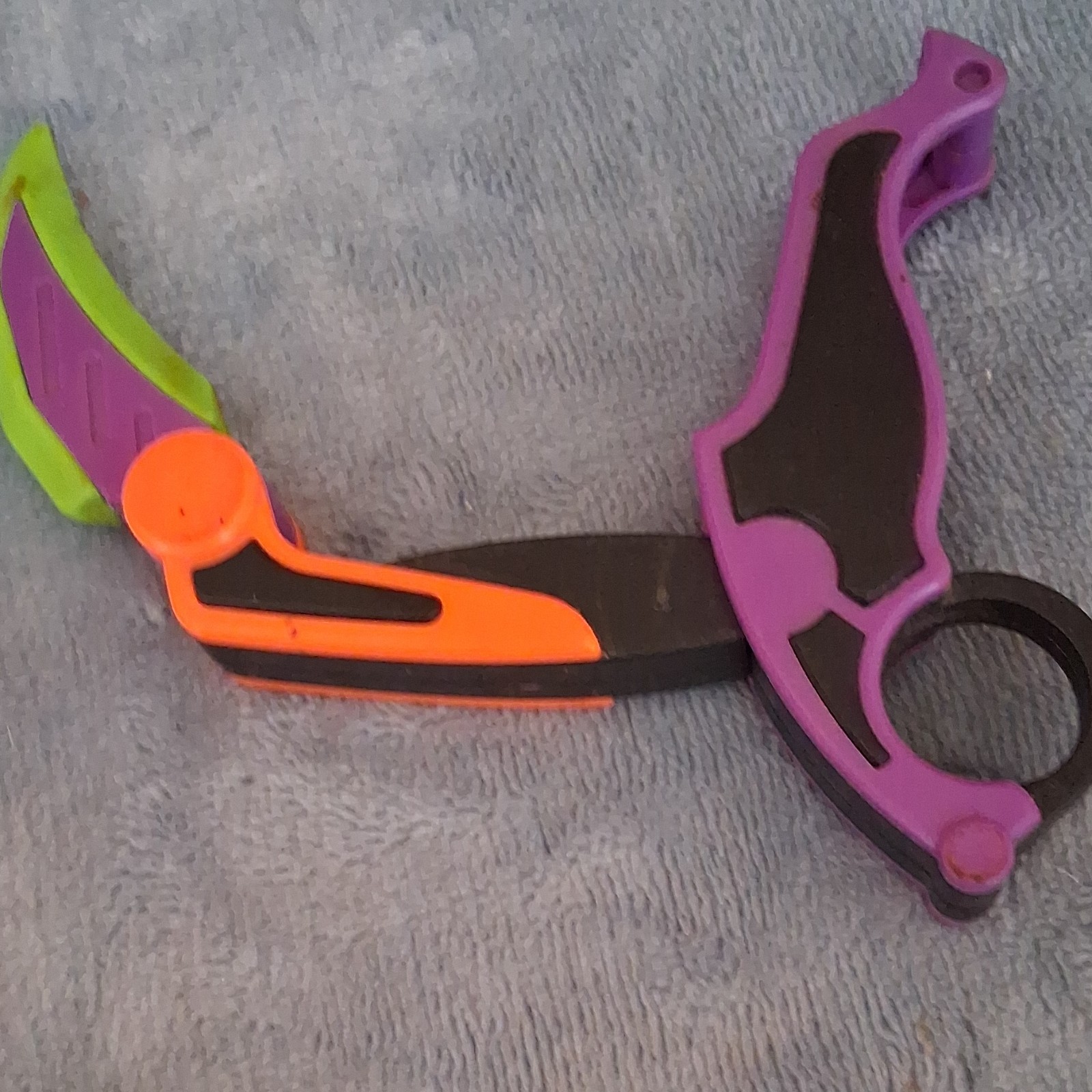 Plastic Folding Toy Knife Pretend Play Purple Black Orange Green Kids