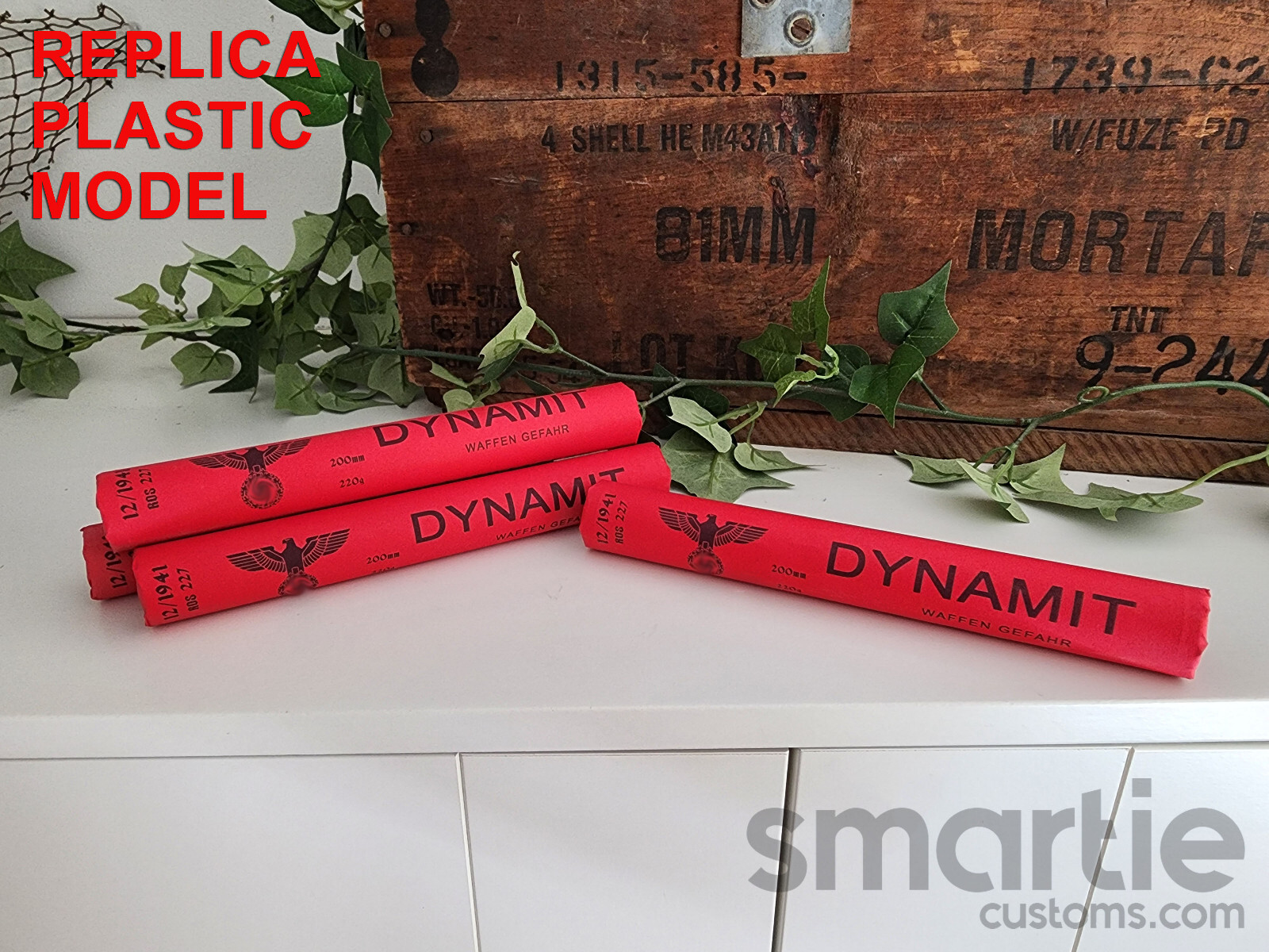 3 – DUMMY German WW2 220g Dynamite Dynamit Stick – Accurate Size Plastic Replica