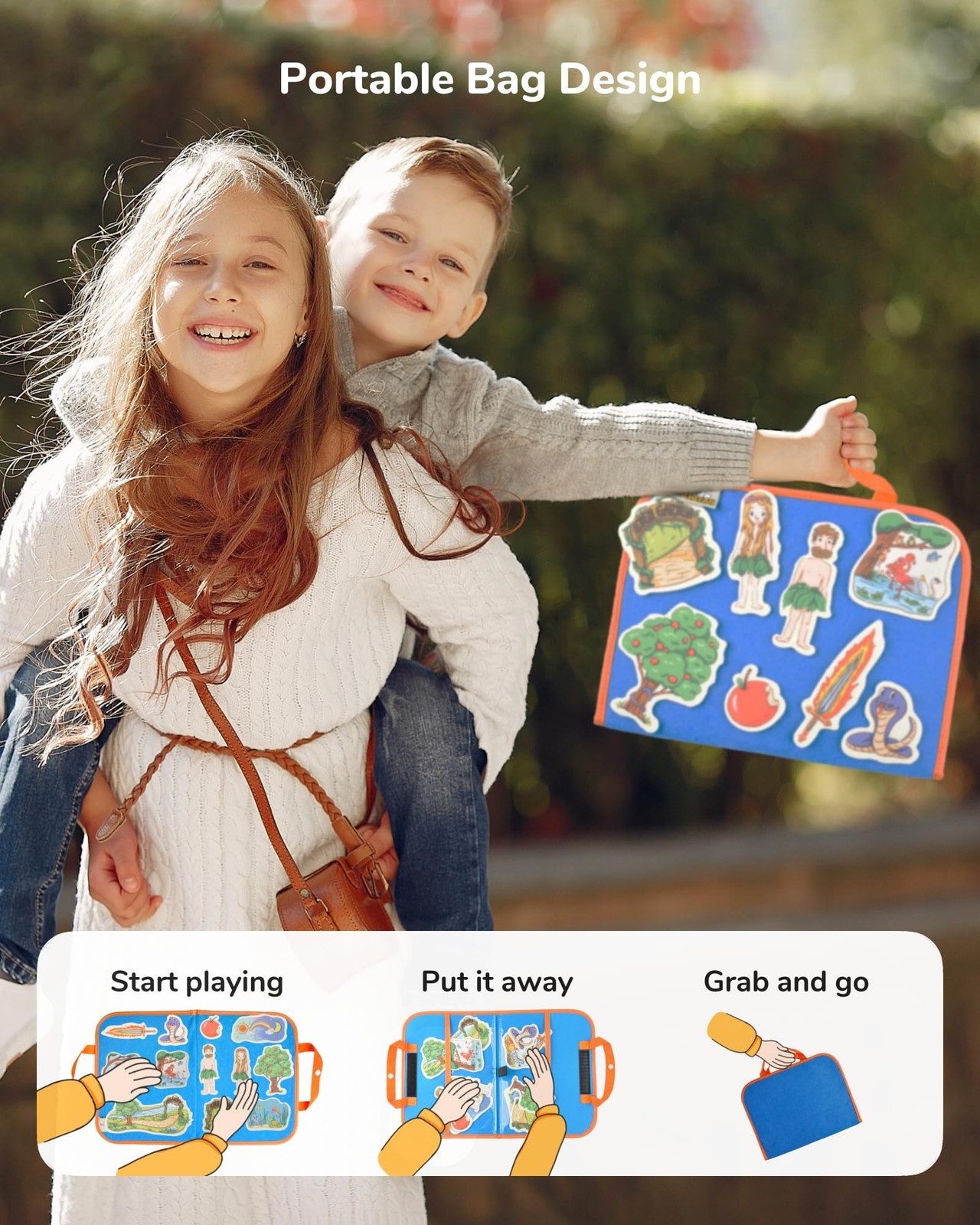 CHEFAN 12 Pack Felt Board Bible Stories Set,Flannel Board Stories with a Fold…