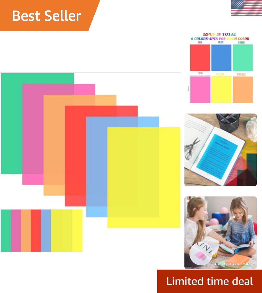 12 Pieces Colored Overlays Dyslexia Reading Strips, Dyslexia Tools for Kids, …