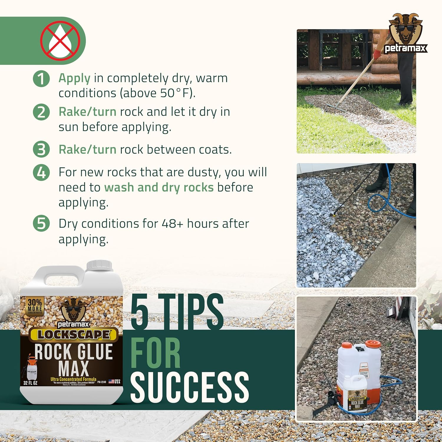 32 Ounce Rock Glue Ground Coverage Pet Safe Sticky Gravel Binder 50 Sq Ft