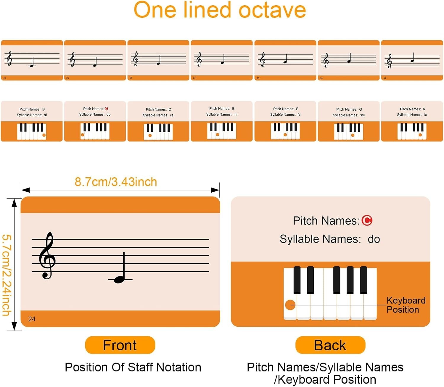 Music Flash Cards, 54 Piano Note Theory Flash Cards – Staff Notation, Pitch/S…