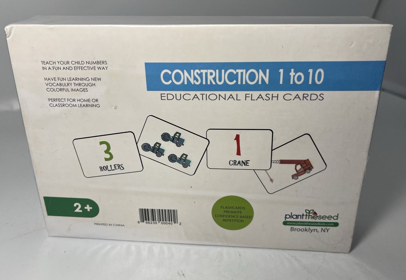 CONSTRUCTION 1 TO 10 NEW EDUCATIONAL FLASH CARDS ages 2 up PLANT THE SEED SEALED