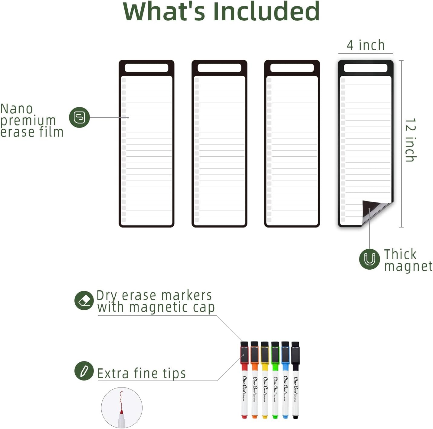 Magnetic Dry Erase List Board – 4″x12″ Multifunctional List Board for Fridge …