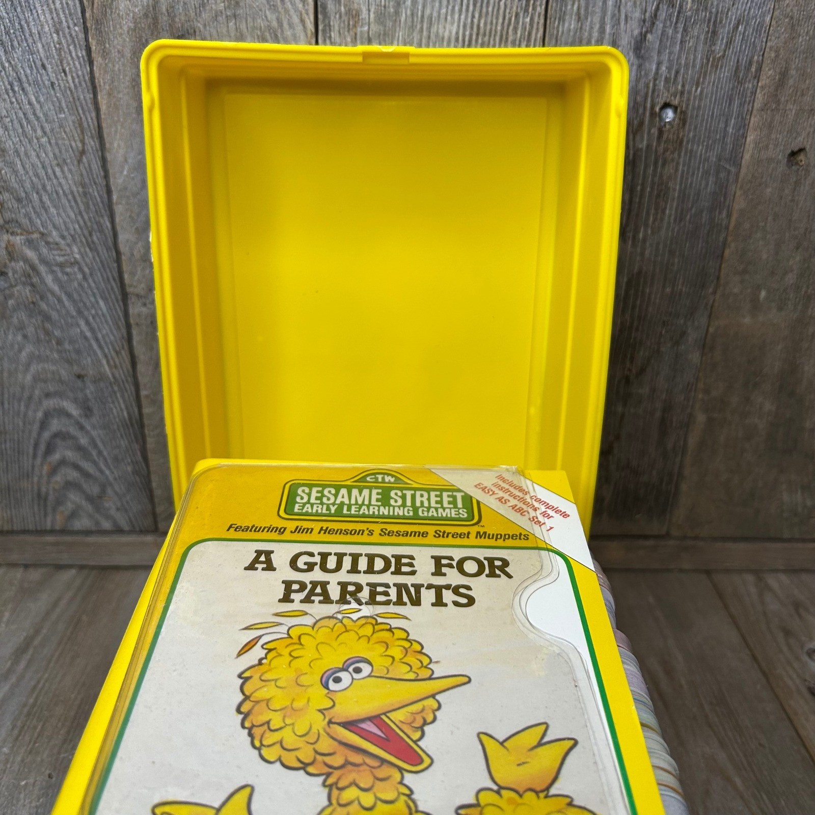 Vintage 1989 Sesame Street Early Learning Games Card Set Muppets Yellow Case CTW