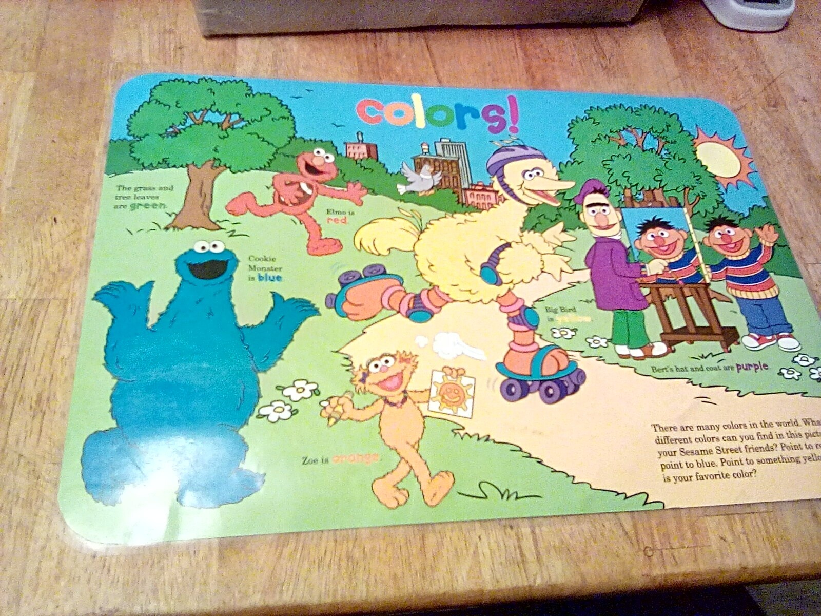 Sesame Street Colors 2002 Educational Learning Activity Mat Preschool Homeschool