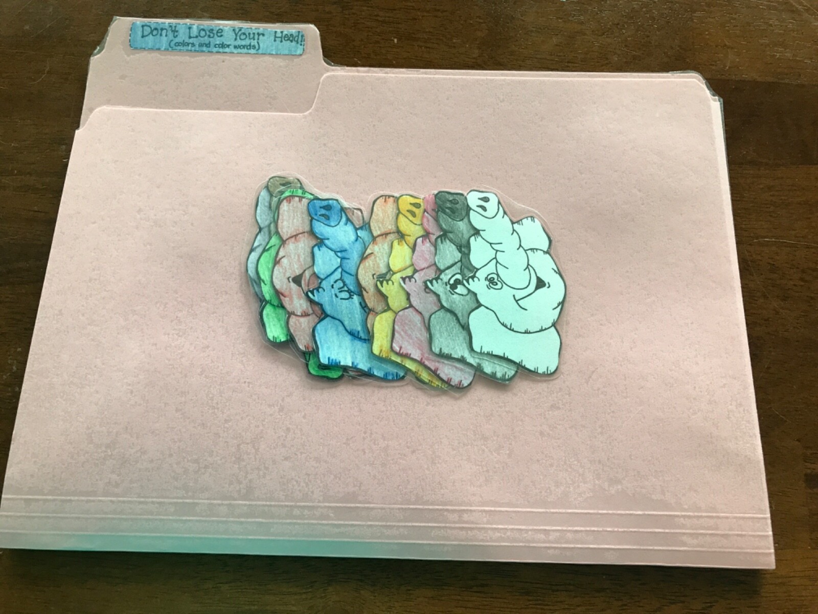 Don’t Lose Your Head! Color words Grade K math file folder game teacher