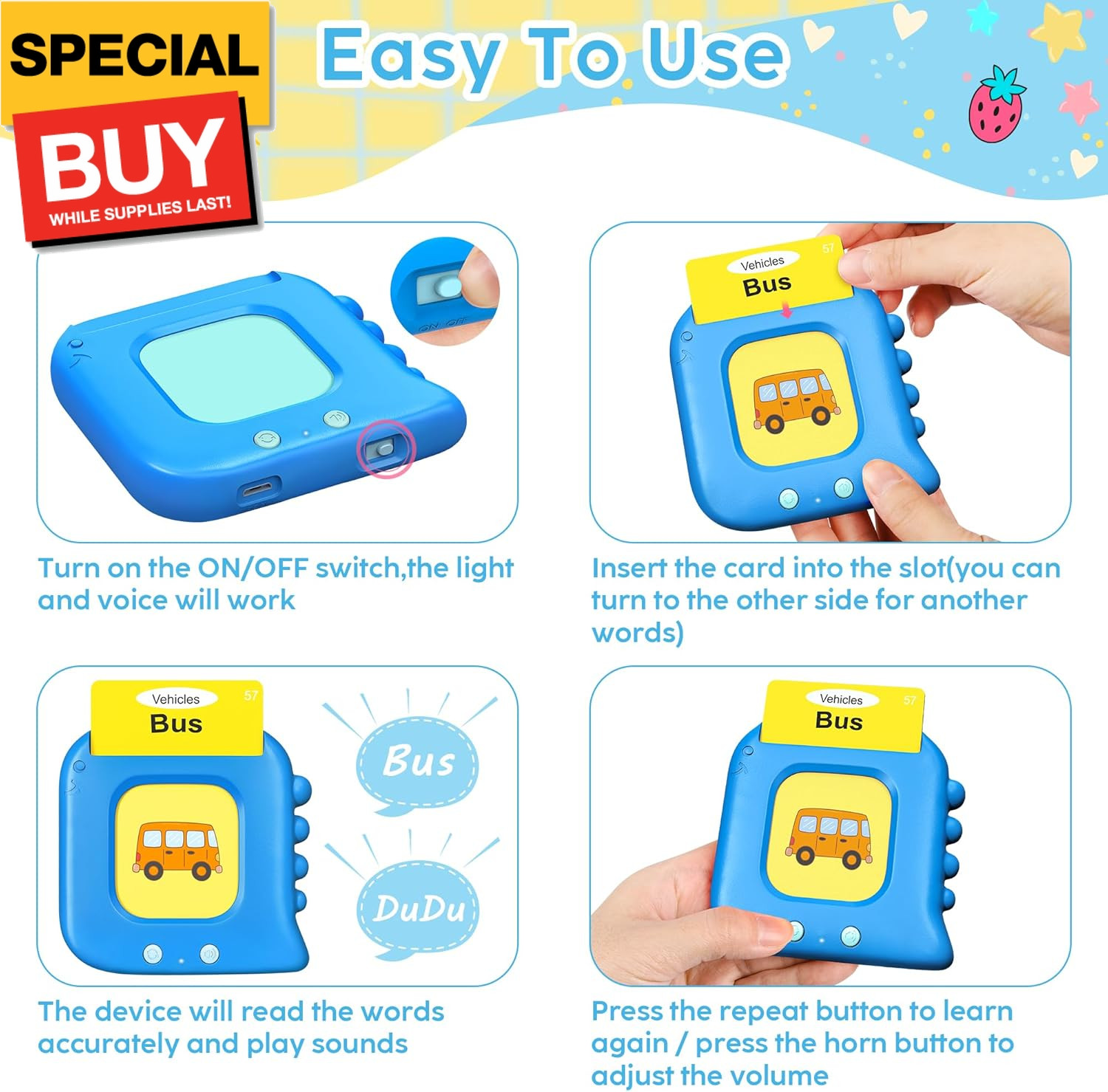 Talking Flash Cards,Kids Toddler Flash Cards with 240 Sight Words,Montessori Toy