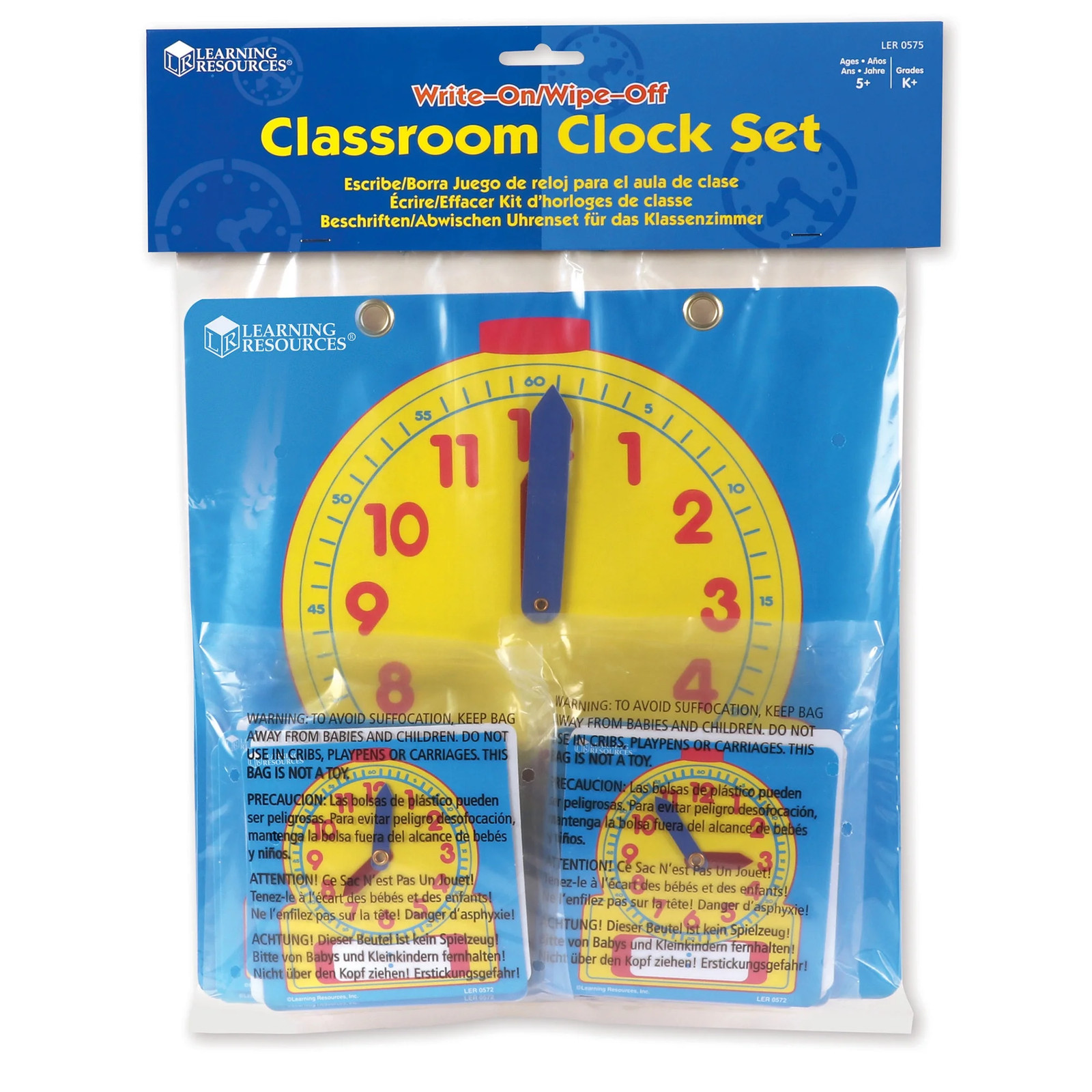 Write – On/Wipe – off Clock Classroom Set, Grades Preschool – 9 (LER0575)