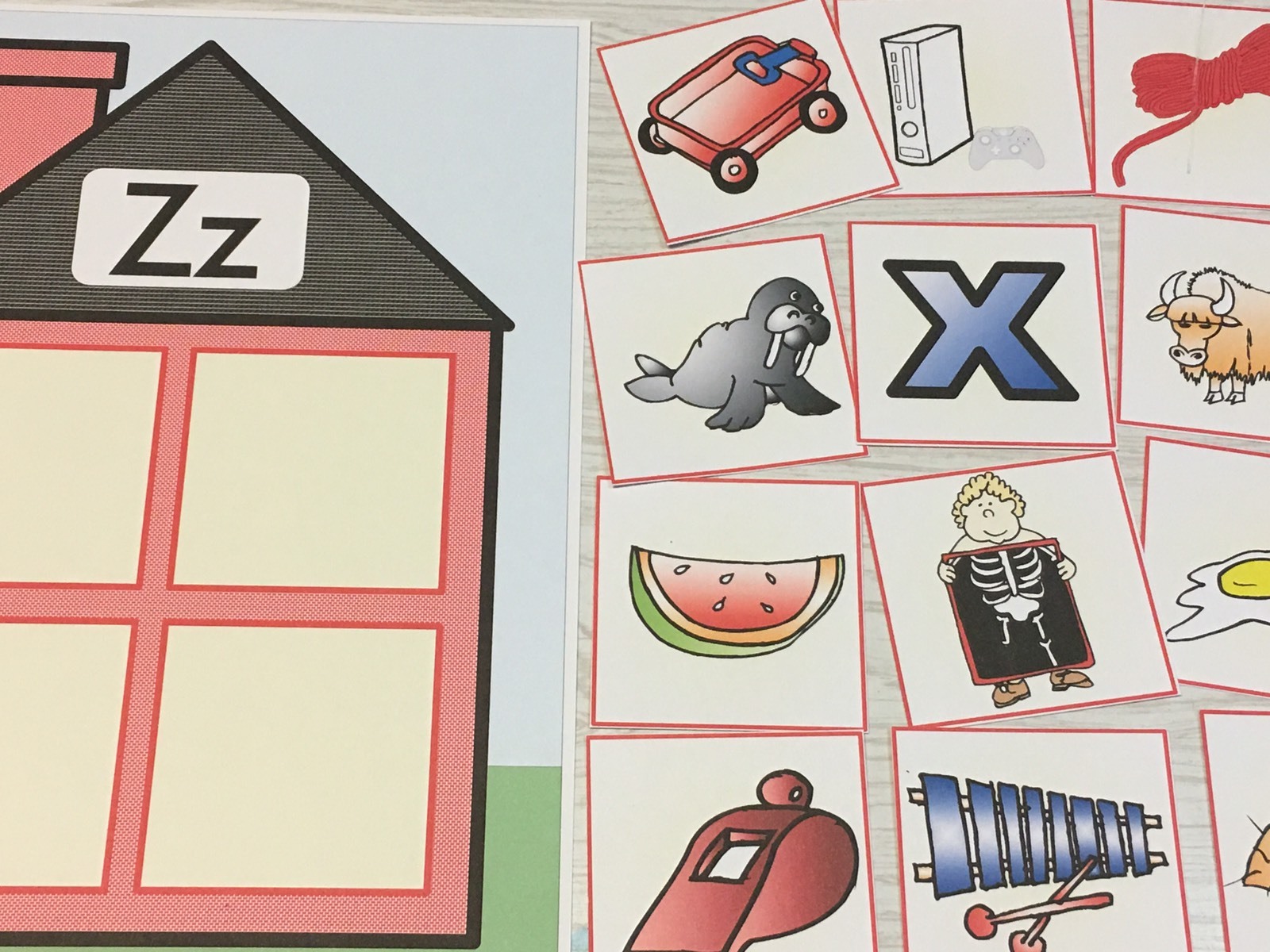 Alphabet House Game – Beginning Sounds – Learning Center S, T, U, V, W, X, Y & Z