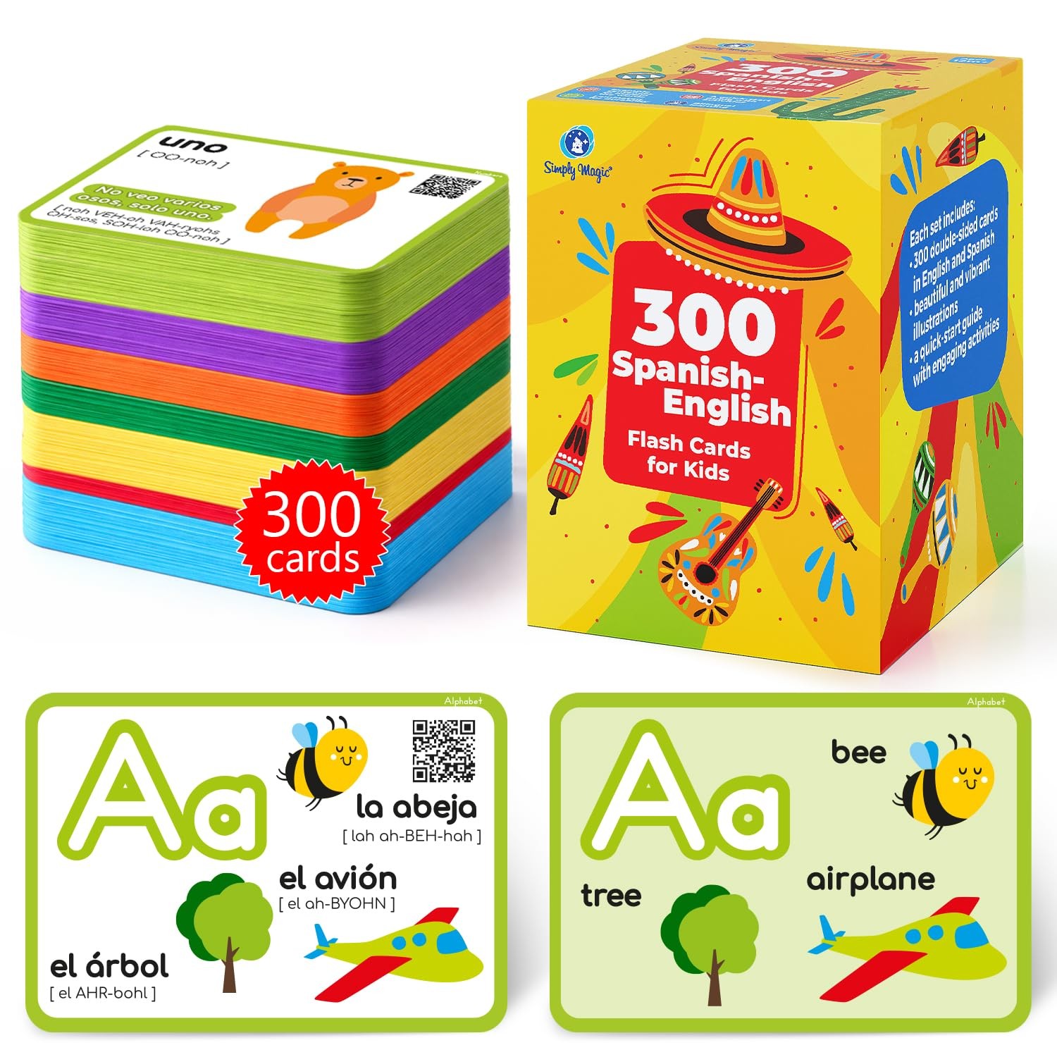300 English and Spanish Flash Cards for Kids with Audio Support – Bilingual S…