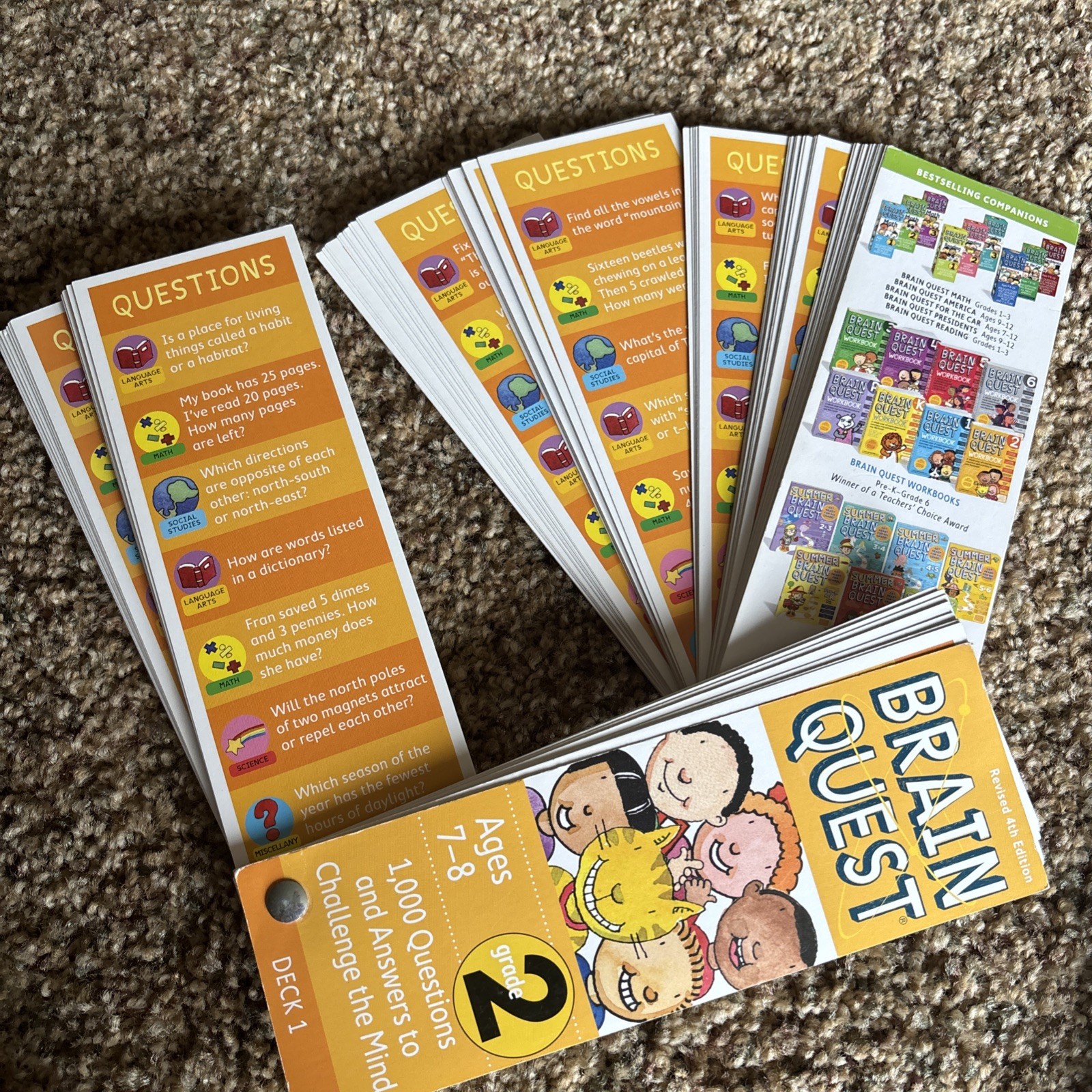 BRAIN QUEST CARDS 2nd Grade 1000 Q&A to Challenges the Mind Ages 7-8 Deck 1 & 2