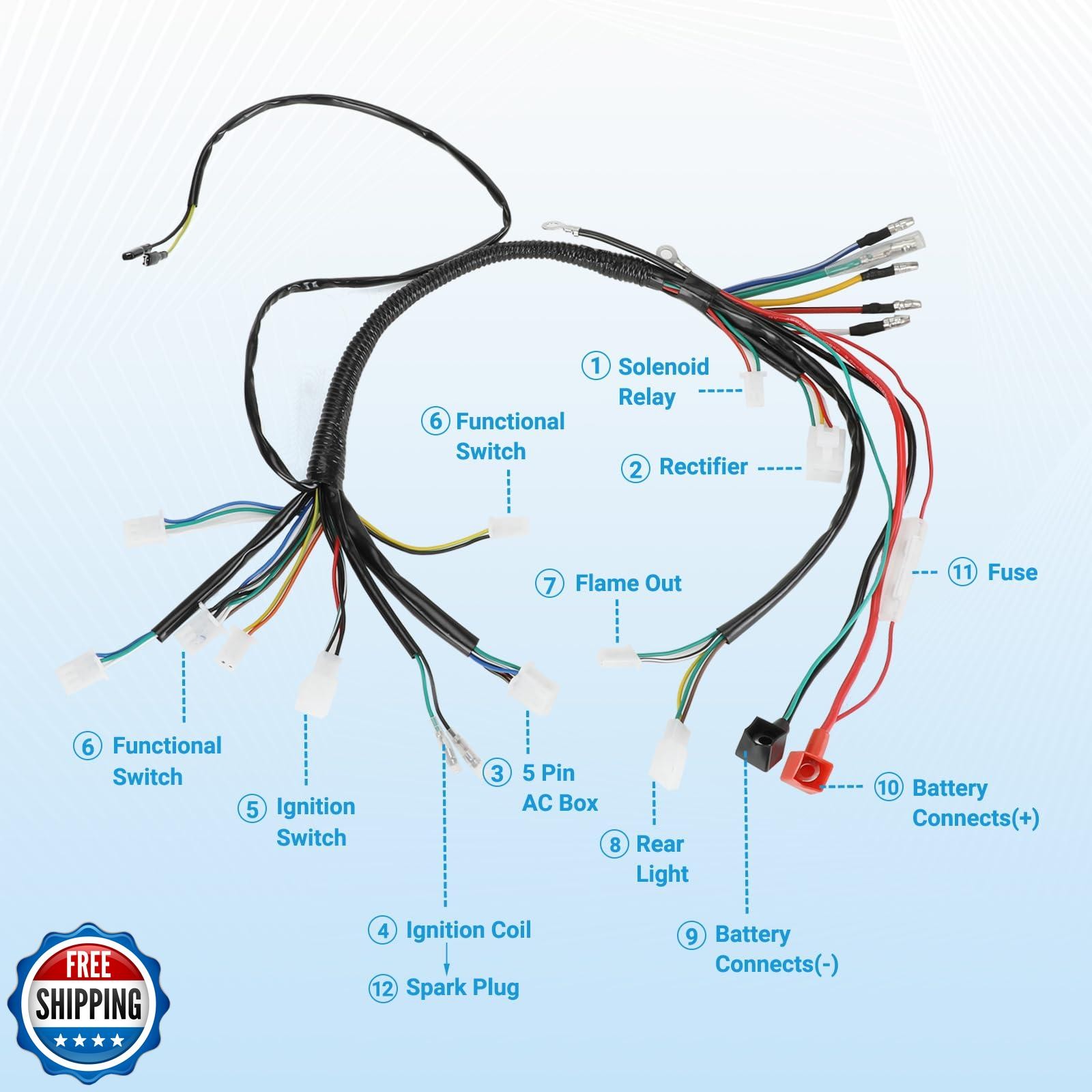 EOPOAYI Electric Wiring Harness Kit Compatible with Taotao Coolster 110cc 125