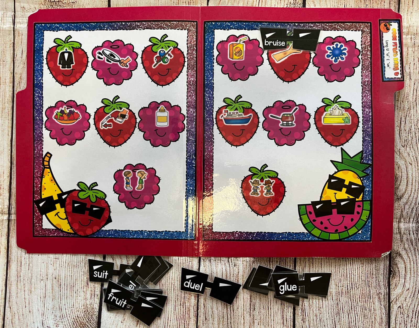 Cool Fruit Variant Long Vowel Team U File Folder Game Literacy Center Bag Task