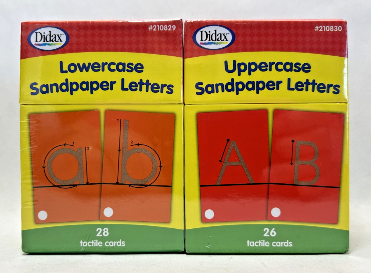 Didax Sandpaper Letters Uppercase & Lowercase Tactile Cards Set of 2 – Sealed