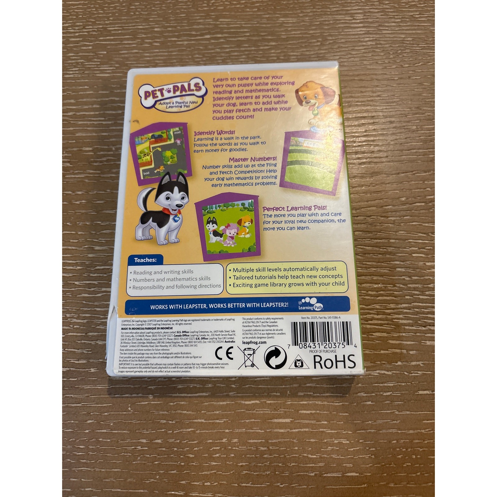 LeapFrog Leapster Pet Pals Learning Game Cartridge Cracked Case