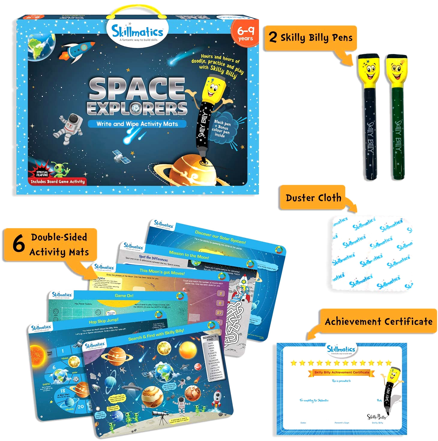 Skillmatics Educational Game: Space Explorers 6-9 Years | Erasable and Reusable