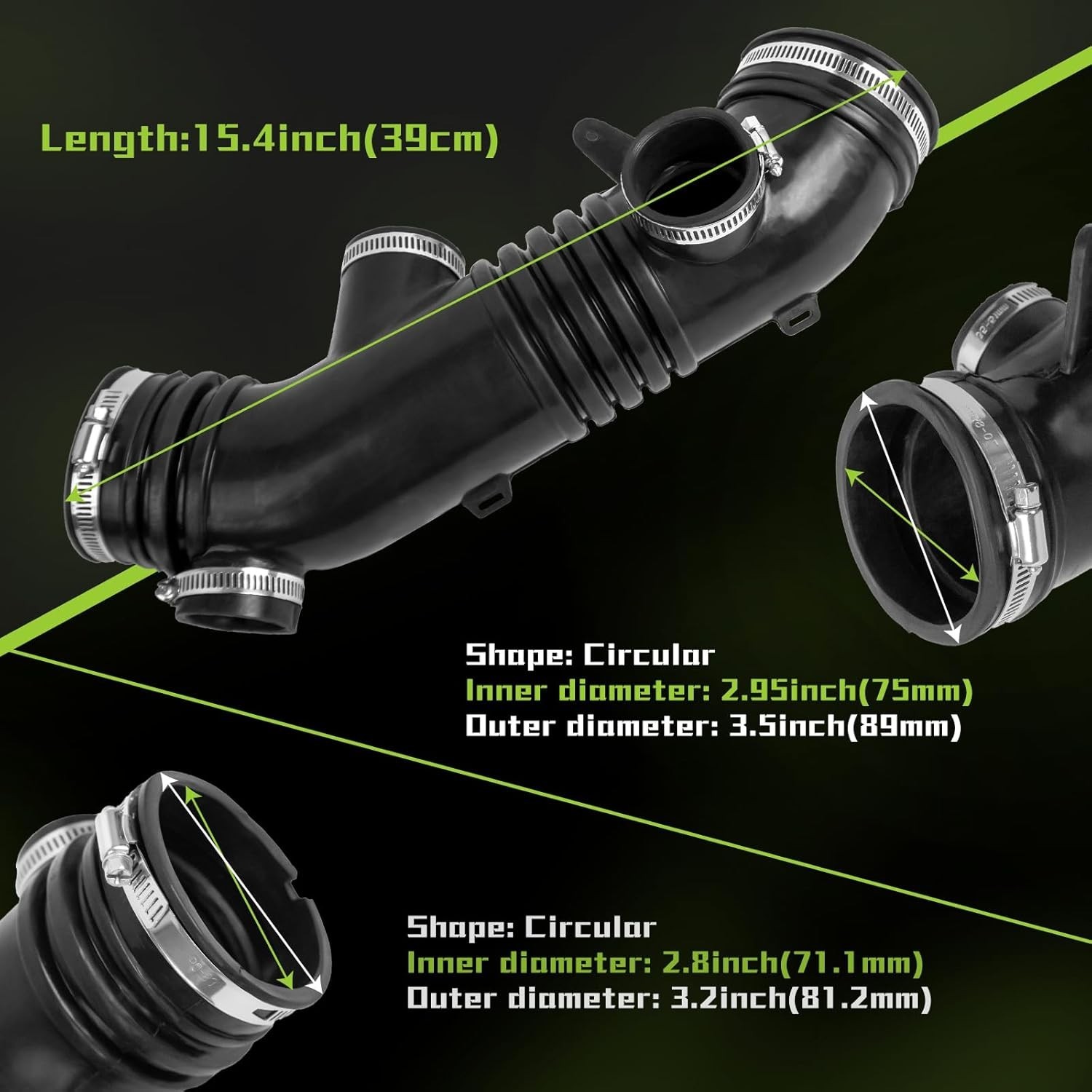 17881-62170 Air Intake Hose Tube With Clamp Compatible With 2001 2002 2003 2004