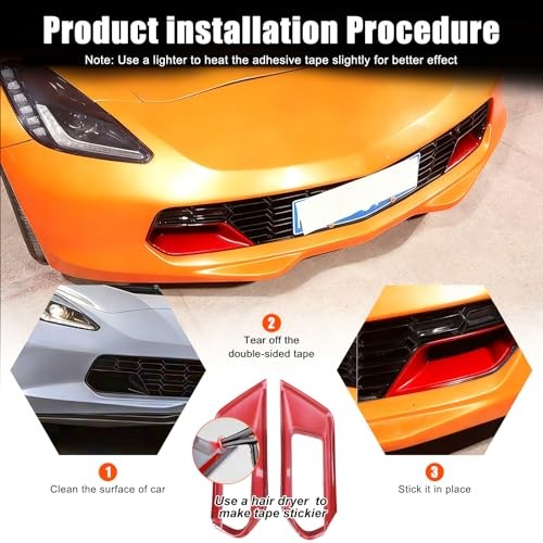 Front Bumper Side Air Duct Vent Frame for Corvette C7 Z06 2014-2019 ABS Car Red