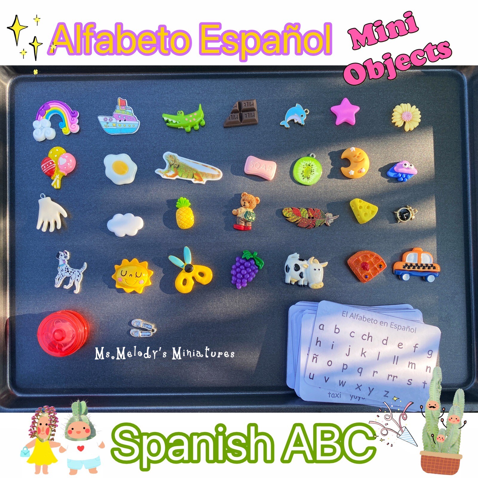 Spanish ABC Mini Objects Beginning Letter Sounds Phonics Montessori Sound Box
