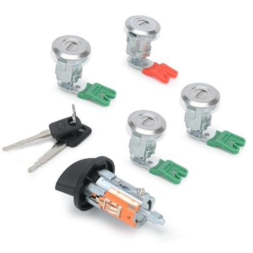 Ignition Switch Door Lock Cylinder Compatible with Keys Fit for Ford Black