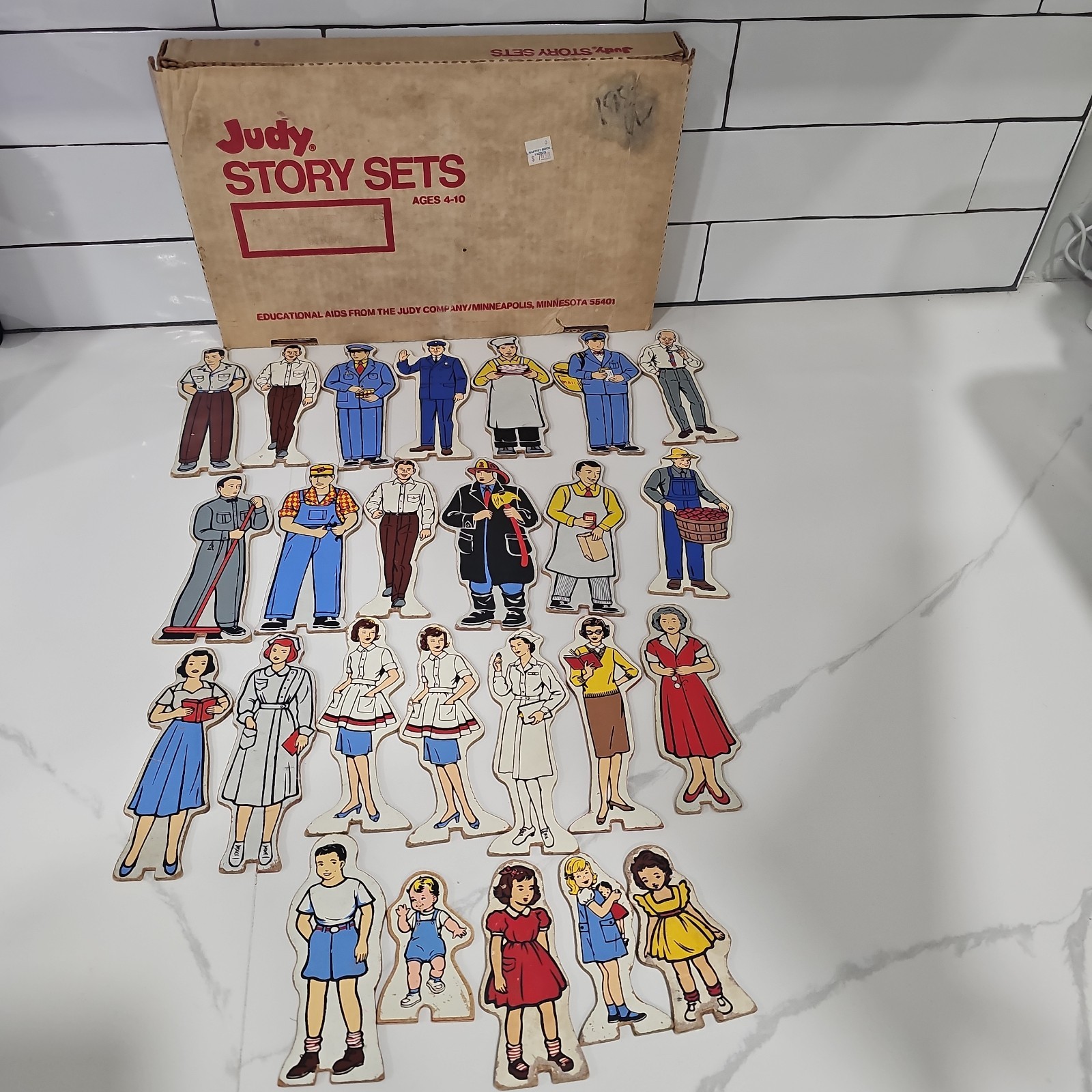 VTG Judy Story W/Box Set Of 25 Community Workers No Stands Educational 60s