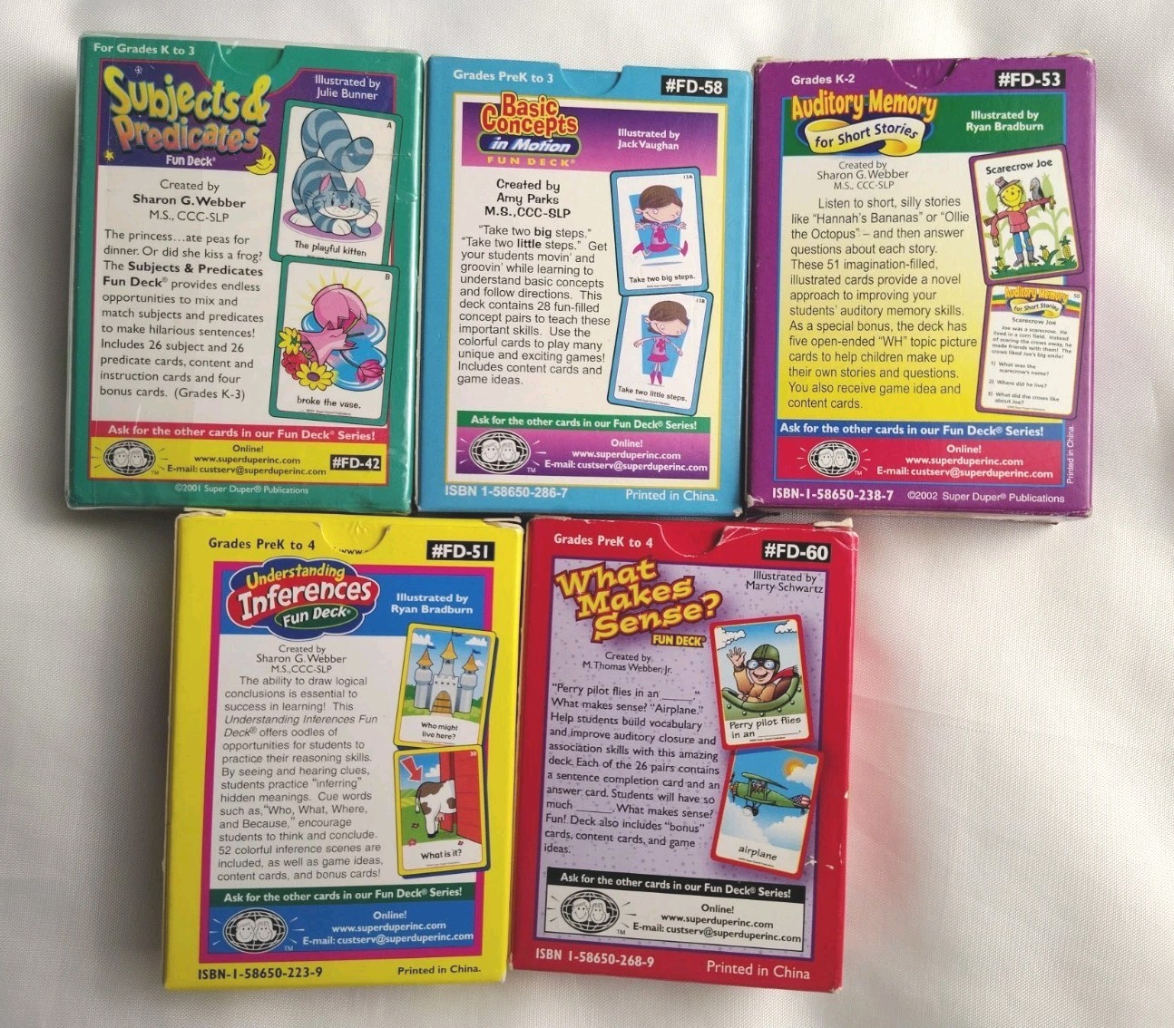 Super Duper Publications Fun Deck Cards Lot 5 Auditory Memory Inferences Webber
