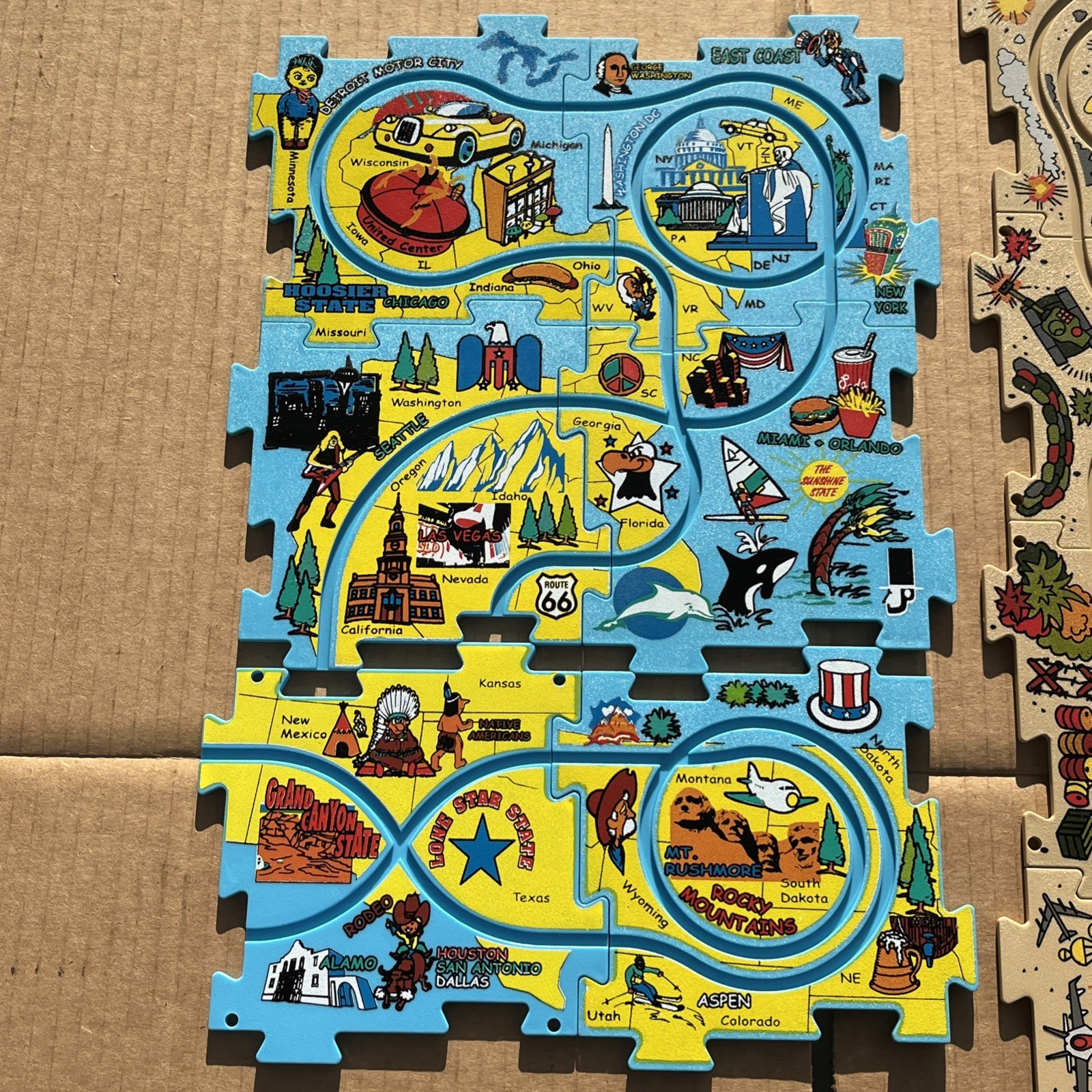 Puzzle Track Car Play Mixed Lot of 13 Pieces Plastic Puzzles (NO CARS)