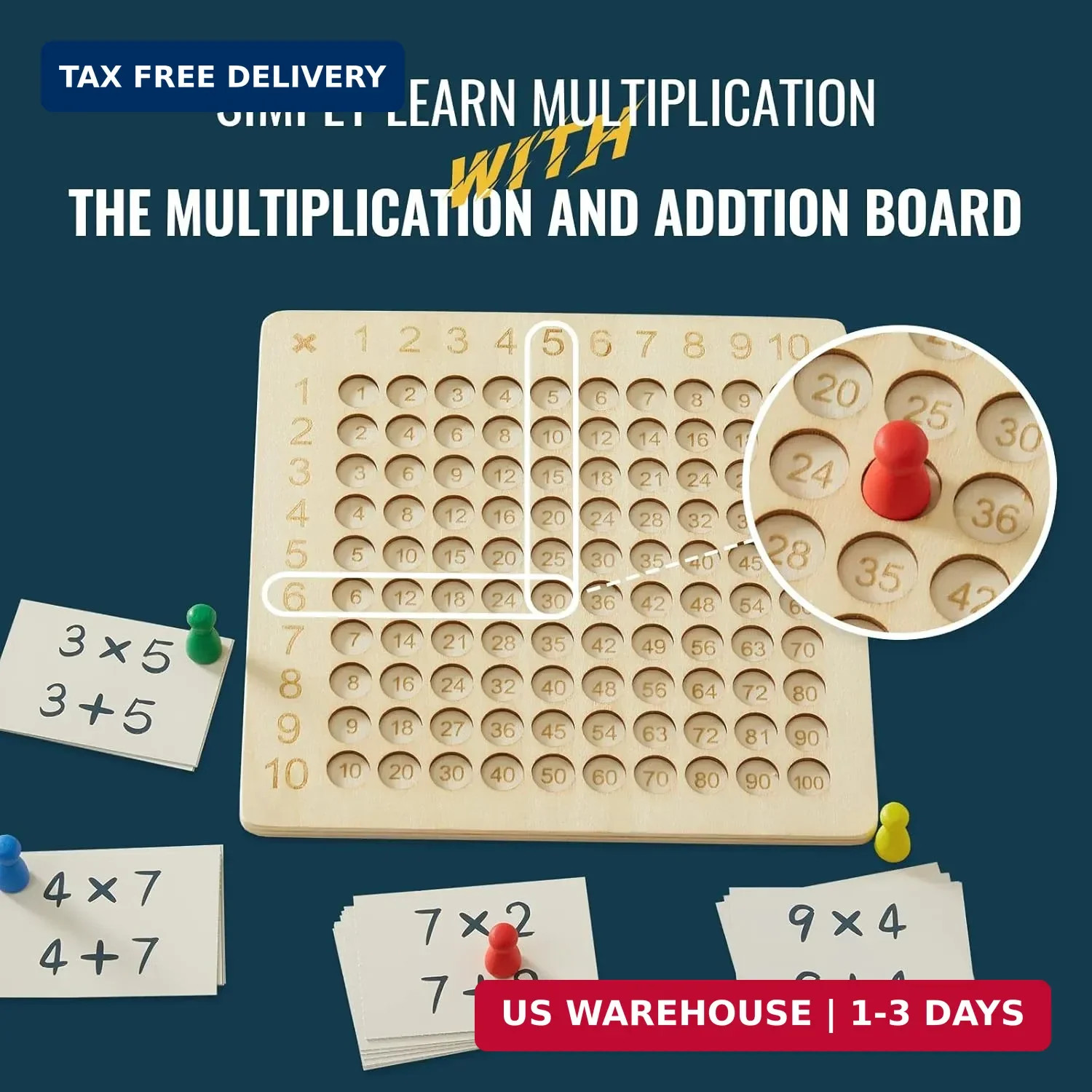 Asweets 2 in 1 Wooden Montessori Multiplication Addition Board Game Montessori T